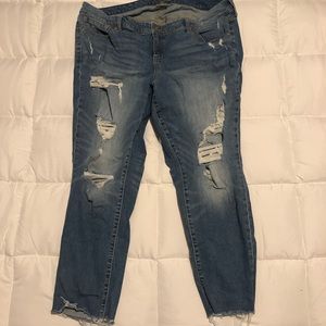 Distressed Blue Ankle Jeans